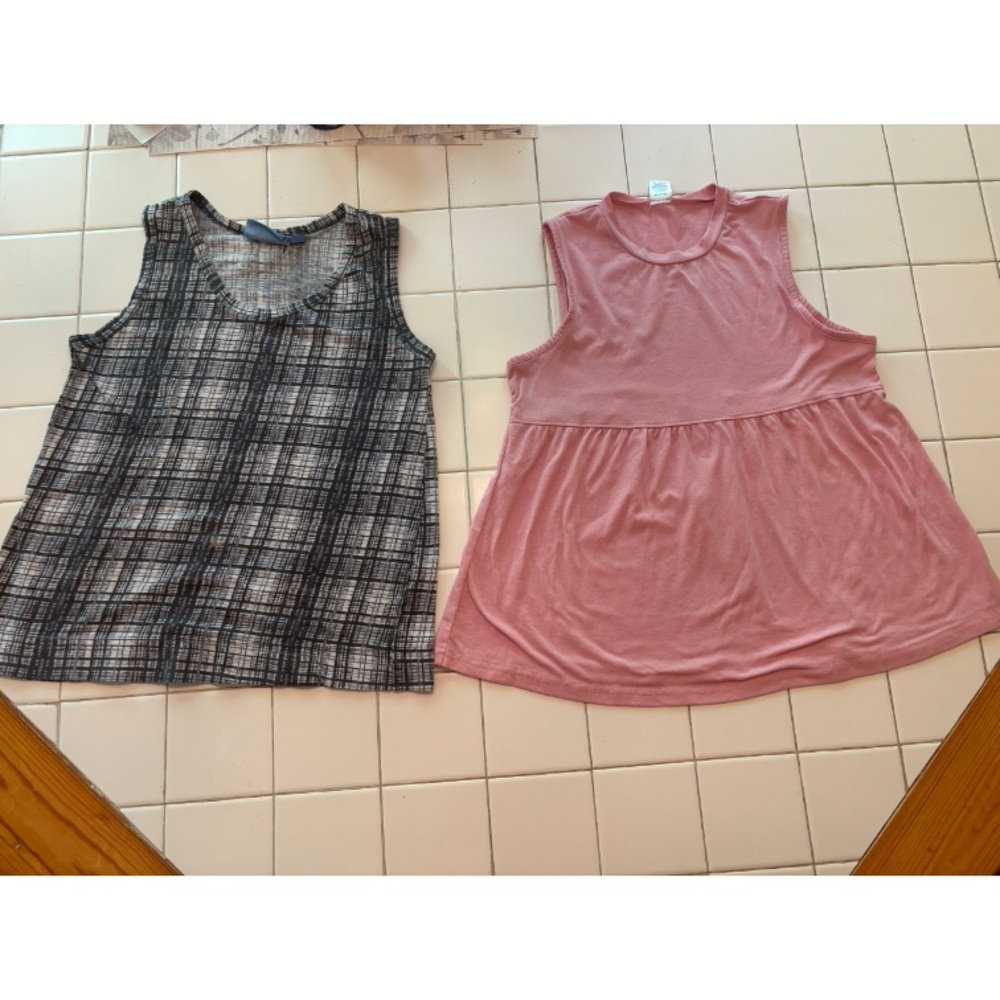 Plaid Sleeveless Women's Top pink tank shirt exercise beach summer bundle set